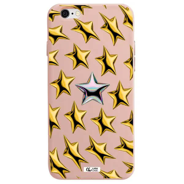 a group of gold stars Apple iPhone 6 Silicone pastel pink Case