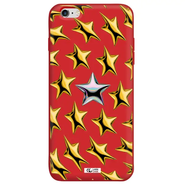 a group of gold stars Apple iPhone 6S Silicone Imperial Red Case
