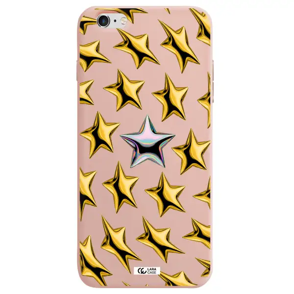 a group of gold stars Apple iPhone 6S Silicone pastel pink Case