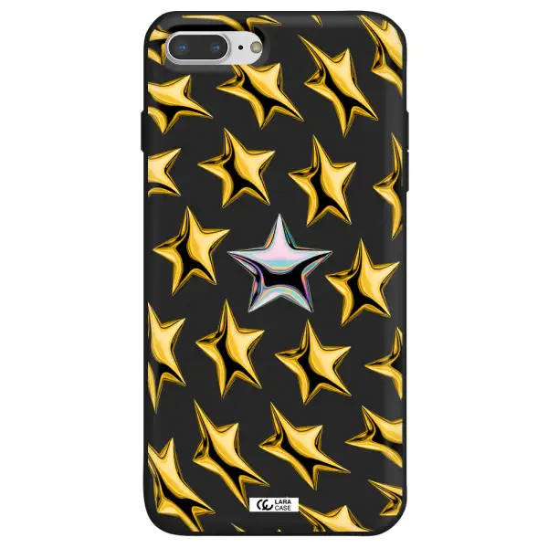 a group of gold stars Apple iPhone 8 plus Silicone black Case