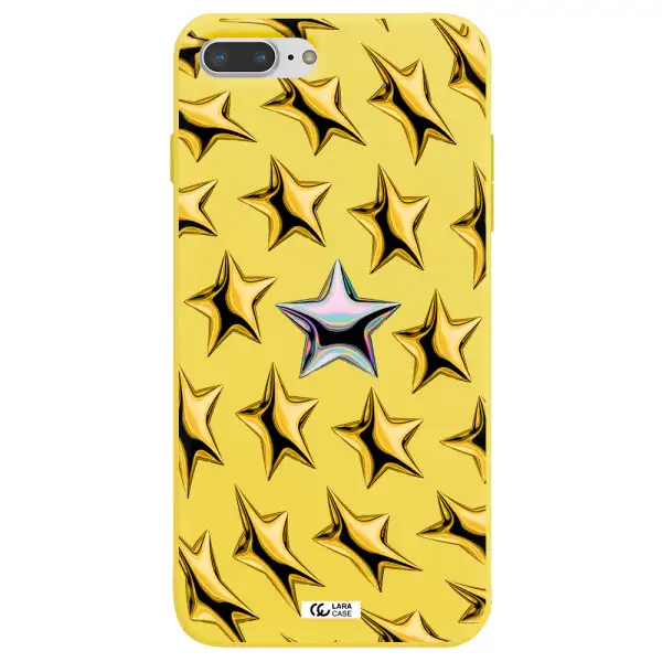 a group of gold stars Apple iPhone 8 plus Silicone canary yellow Case