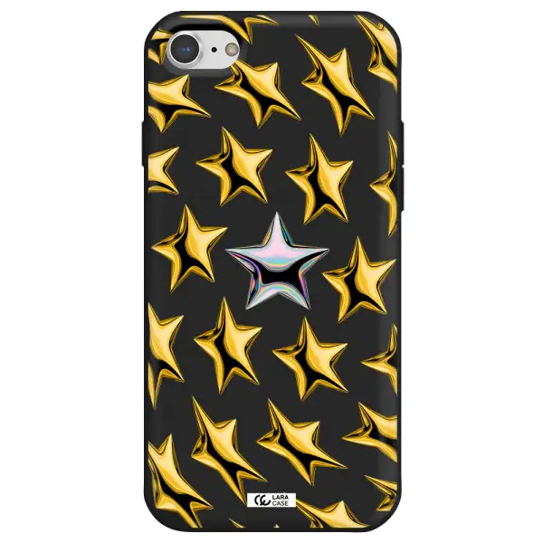 a group of gold stars Apple iPhone 8 Silicone black Case
