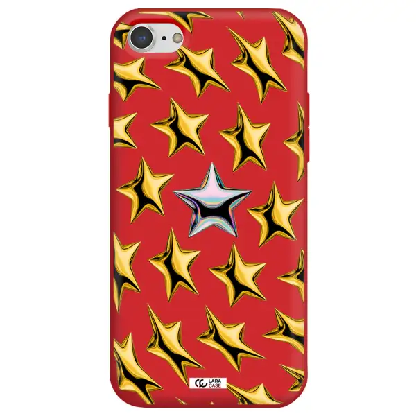 a group of gold stars Apple iPhone 8 Silicone Imperial Red Case