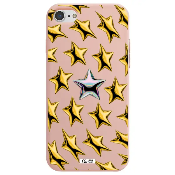 a group of gold stars Apple iPhone 8 Silicone pastel pink Case