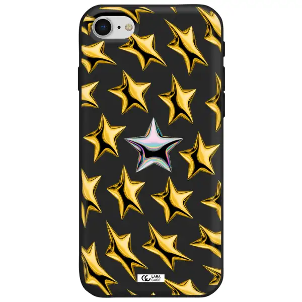 a group of gold stars Apple iPhone se 2020 Silicone black Case