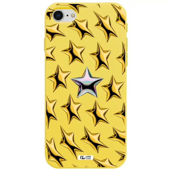 a group of gold stars Apple iPhone se 2020 Silicone canary yellow Case