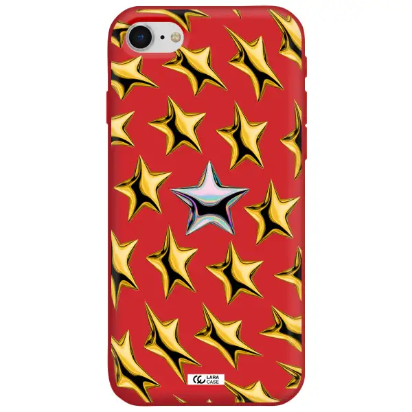 a group of gold stars Apple iPhone se 2020 Silicone Imperial Red Case