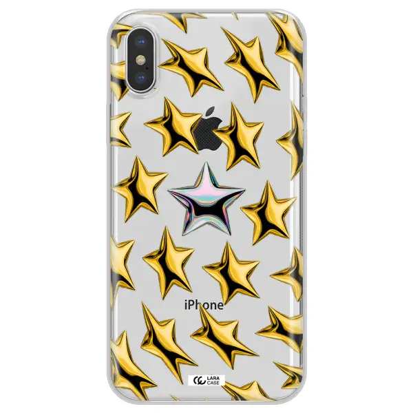 a group of gold stars Apple iPhone XS Clear TPU Case