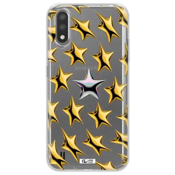 a group of gold stars Samsung A01 Clear TPU Case