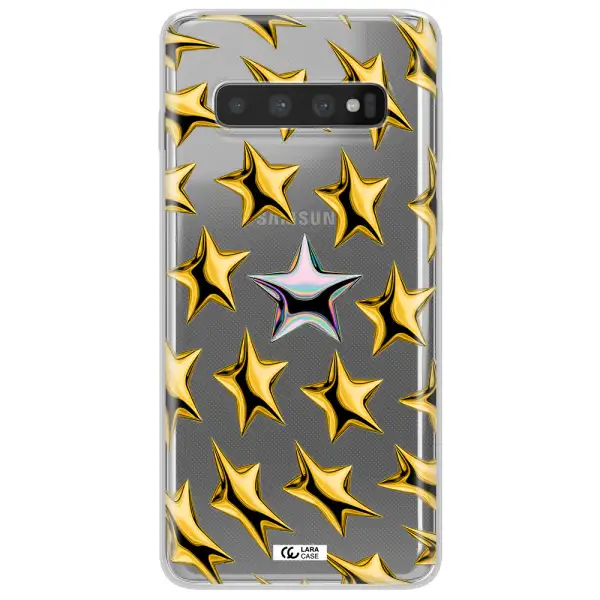 a group of gold stars Samsung S10 Plus Clear TPU Case