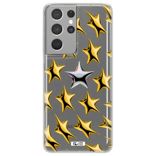a group of gold stars Samsung S21 Ultra Clear TPU Case