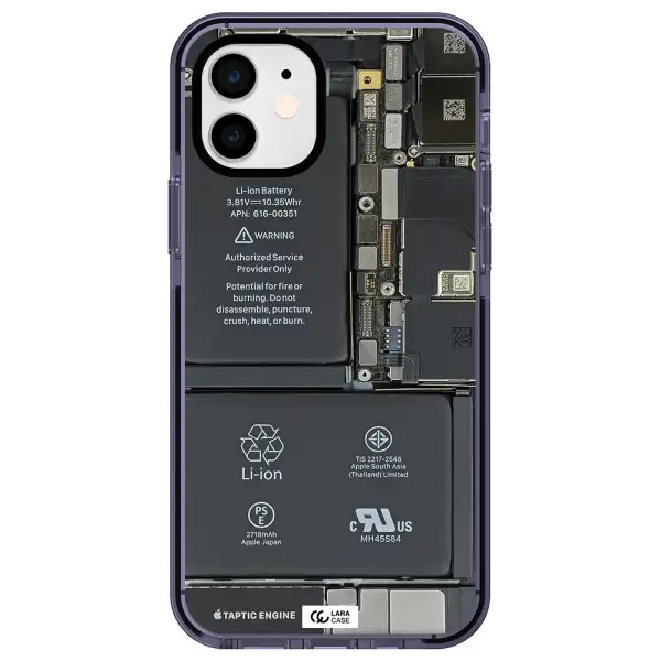 a close-up of a cell phone battery Apple iPhone 11 impact Lilac Case