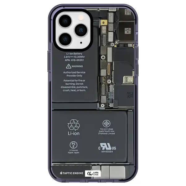 a close-up of a cell phone battery Apple iPhone 11 pro max impact Lilac Case
