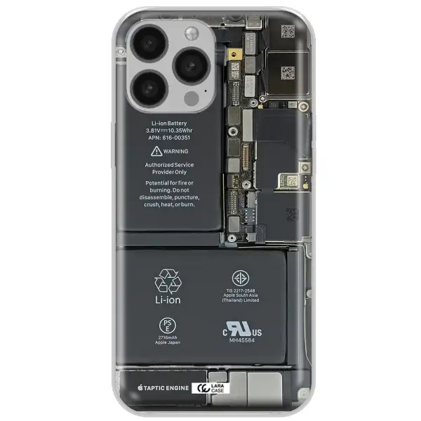 A Close-Up Of A Cell Phone Battery Apple Iphone 13 Pro Max Clear Tpu Case