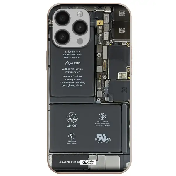 a close-up of a cell phone battery Apple iPhone 13 Pro Silicone Stone Case