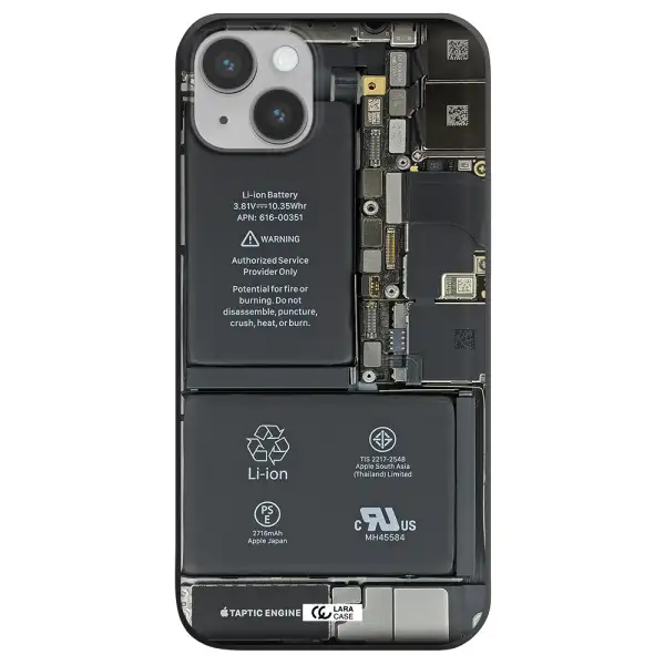 a close-up of a cell phone battery Apple iPhone 14 plus Silicone black Case