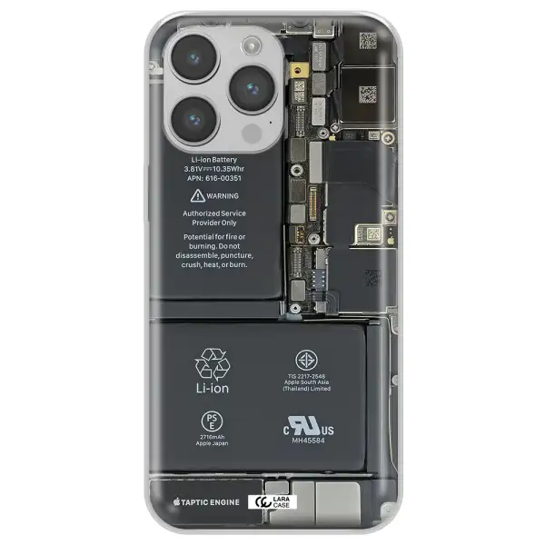 A Close-Up Of A Cell Phone Battery Apple Iphone 14 Pro Max Clear Tpu Case