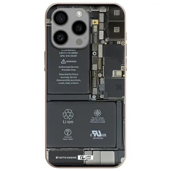 a close-up of a cell phone battery Apple Iphone 15 Pro max Silicone Stone Case