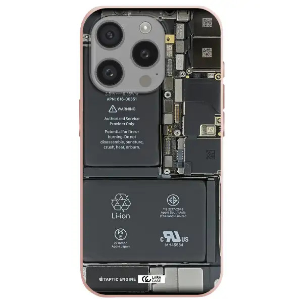 A Close-Up Of A Cell Phone Battery Apple Iphone 15 Pro Silicone Pastel Pink Case