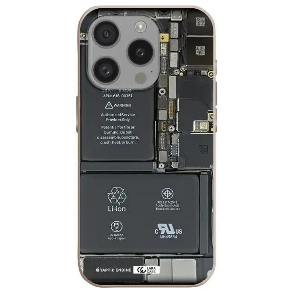 A Close-Up Of A Cell Phone Battery Apple Iphone 15 Pro Silicone Stone Case