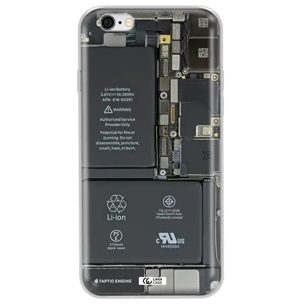 A Close-Up Of A Cell Phone Battery Apple Iphone 6 Clear Tpu Case