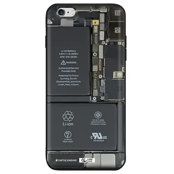 a close-up of a cell phone battery Apple iPhone 6 plus Silicone black Case
