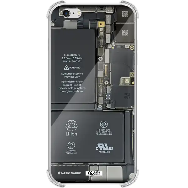 a close-up of a cell phone battery Apple iPhone 6 s plus Clear PC Case