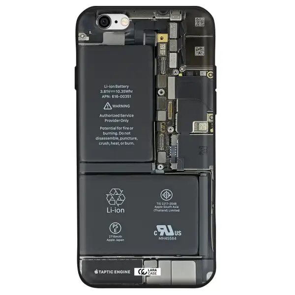 a close-up of a cell phone battery Apple iPhone 6 Silicone black Case