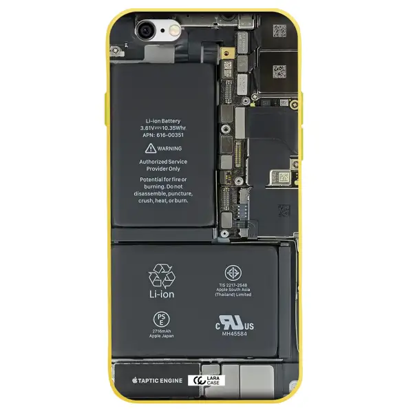 a close-up of a cell phone battery Apple iPhone 6 Silicone canary yellow Case