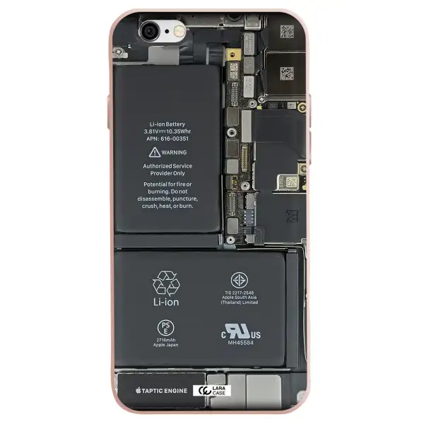 a close-up of a cell phone battery Apple iPhone 6 Silicone pastel pink Case