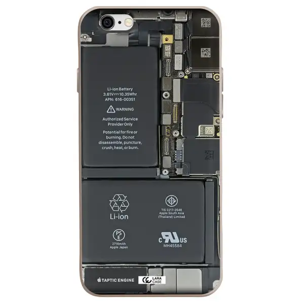 a close-up of a cell phone battery Apple iPhone 6 Silicone Stone Case