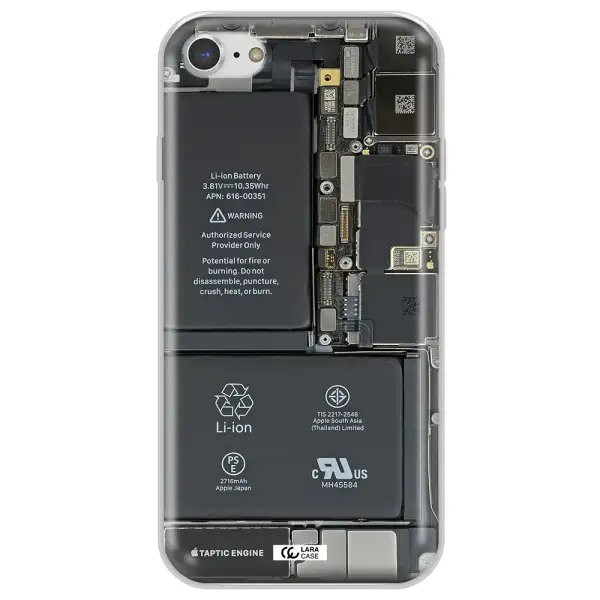 A Close-Up Of A Cell Phone Battery Apple Iphone 7 Clear Tpu Case