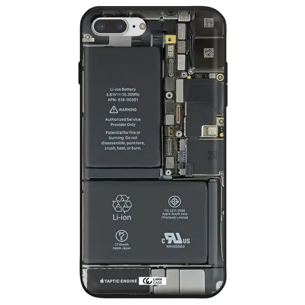 a close-up of a cell phone battery Apple iPhone 7 plus Silicone black Case