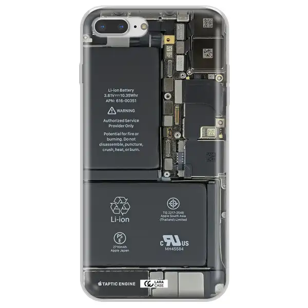 A Close-Up Of A Cell Phone Battery Apple Iphone 8 Plus Clear Tpu Case