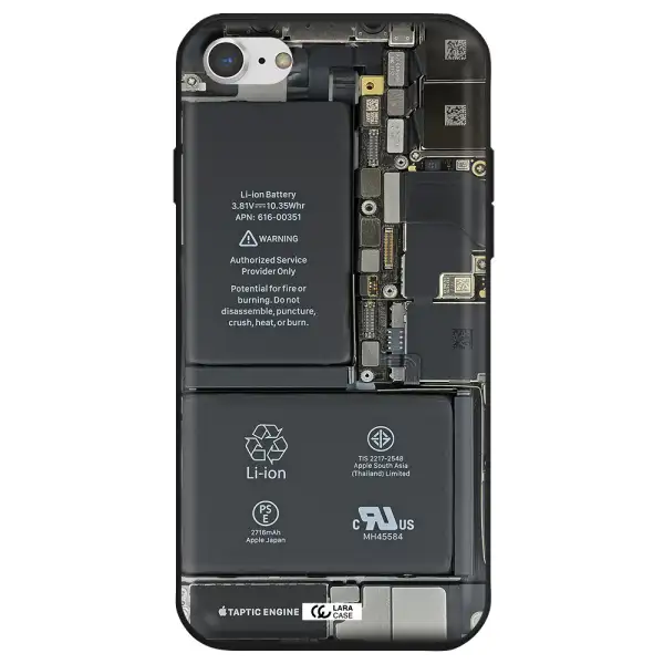 a close-up of a cell phone battery Apple iPhone 8 Silicone black Case