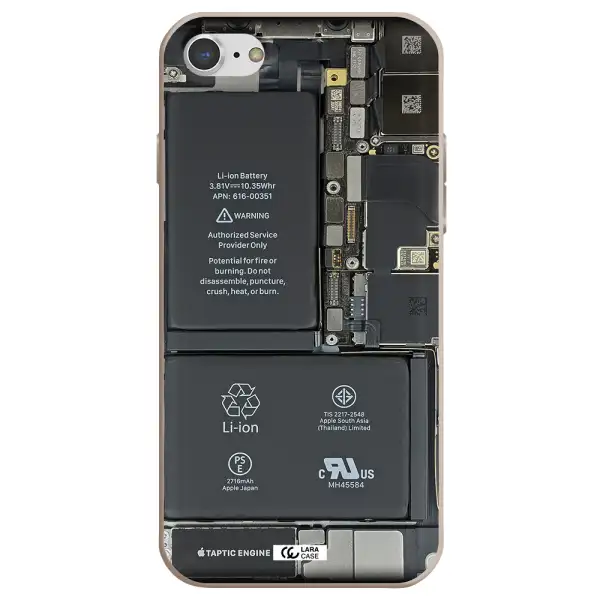 a close-up of a cell phone battery Apple iPhone 8 Silicone Stone Case