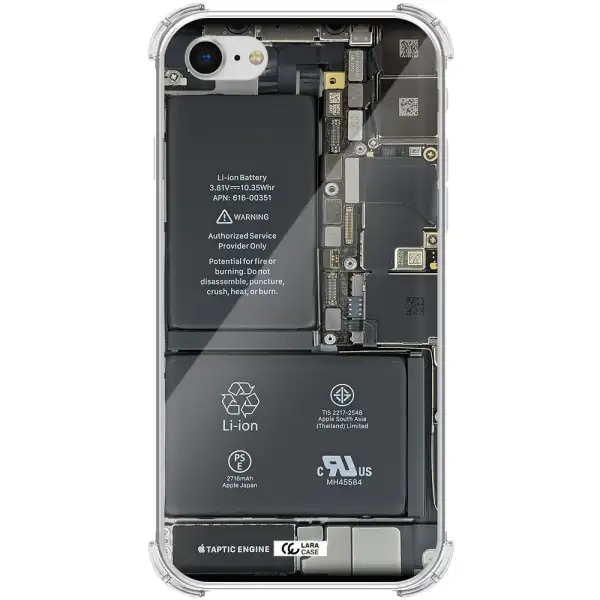 a close-up of a cell phone battery Apple iPhone se 2020 Clear PC Case