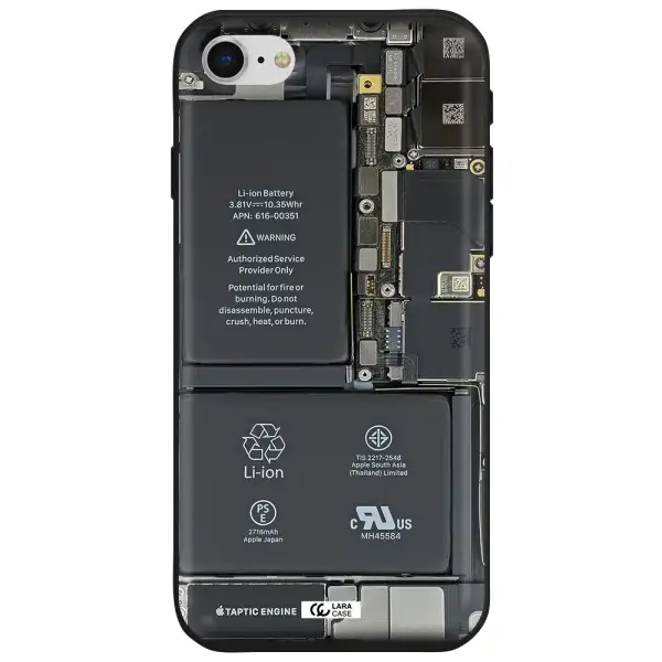 a close-up of a cell phone battery Apple iPhone se 2020 Silicone black Case