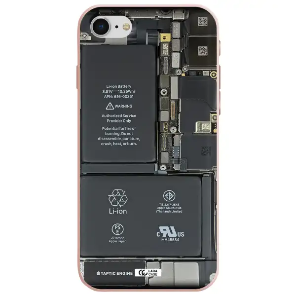 a close-up of a cell phone battery Apple iPhone se 2020 Silicone pastel pink Case