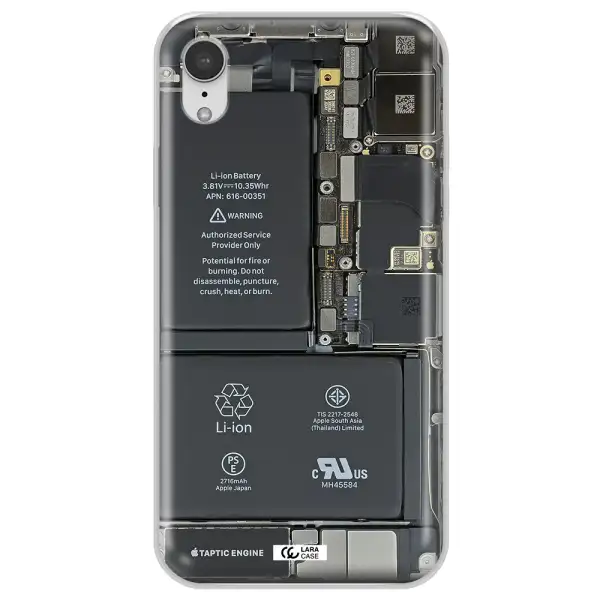 A Close-Up Of A Cell Phone Battery Apple Iphone Xr Clear Tpu Case