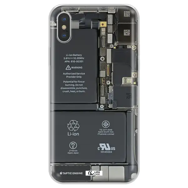 A Close-Up Of A Cell Phone Battery Apple Iphone Xs Max Clear Tpu Case