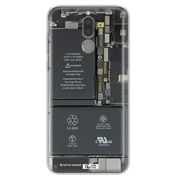 A Close-Up Of A Cell Phone Battery Huawei Mate 10 Lite Clear Tpu Case