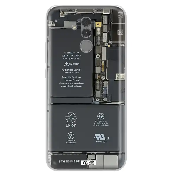 A Close-Up Of A Cell Phone Battery Huawei Mate 20 Lite Clear Tpu Case