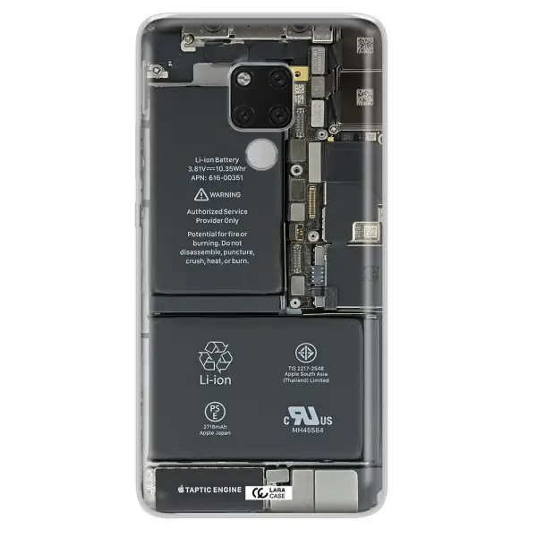 A Close-Up Of A Cell Phone Battery Huawei Mate 20X Clear Tpu Case