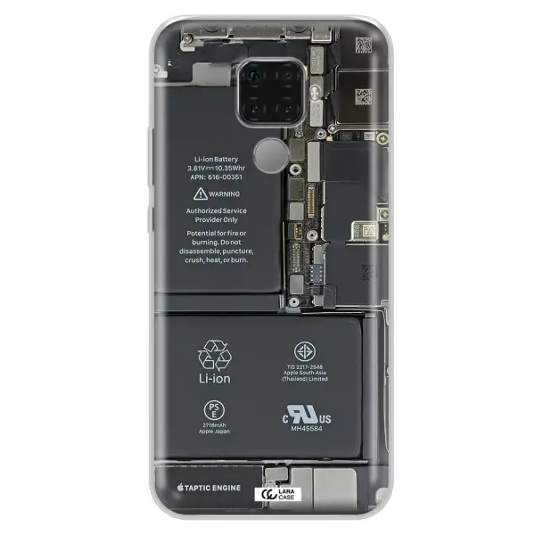 A Close-Up Of A Cell Phone Battery Huawei Mate 30 Lite Clear Tpu Case
