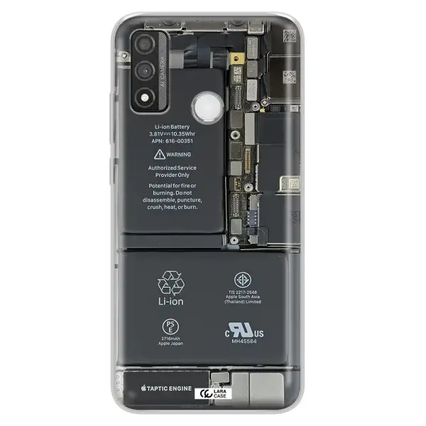A Close-Up Of A Cell Phone Battery Huawei P Smart 2020 Clear Tpu Case