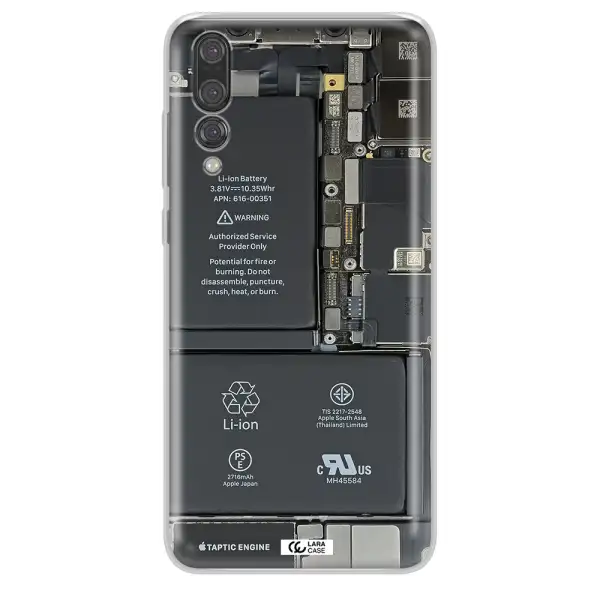 A Close-Up Of A Cell Phone Battery Huawei P20 Pro Clear Tpu Case