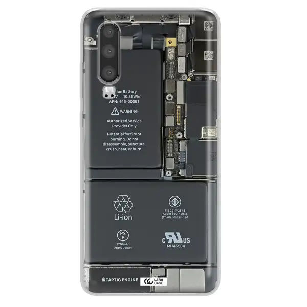 A Close-Up Of A Cell Phone Battery Huawei P30 Clear Tpu Case