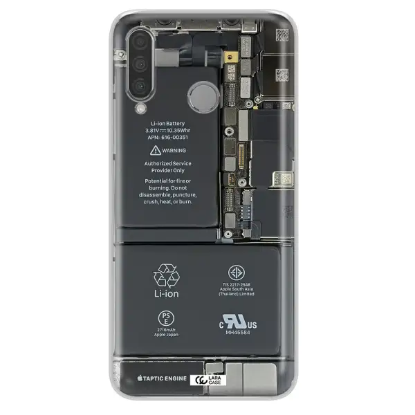 A Close-Up Of A Cell Phone Battery Huawei P30 Lite Clear Tpu Case