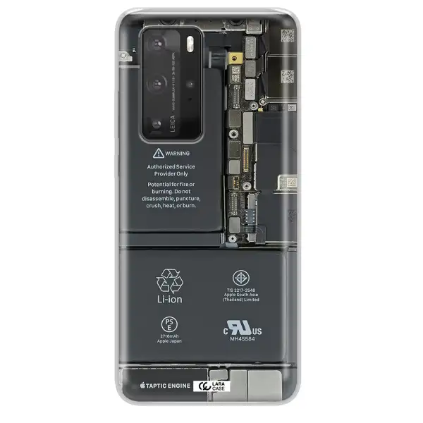 A Close-Up Of A Cell Phone Battery Huawei P40 Pro Clear Tpu Case